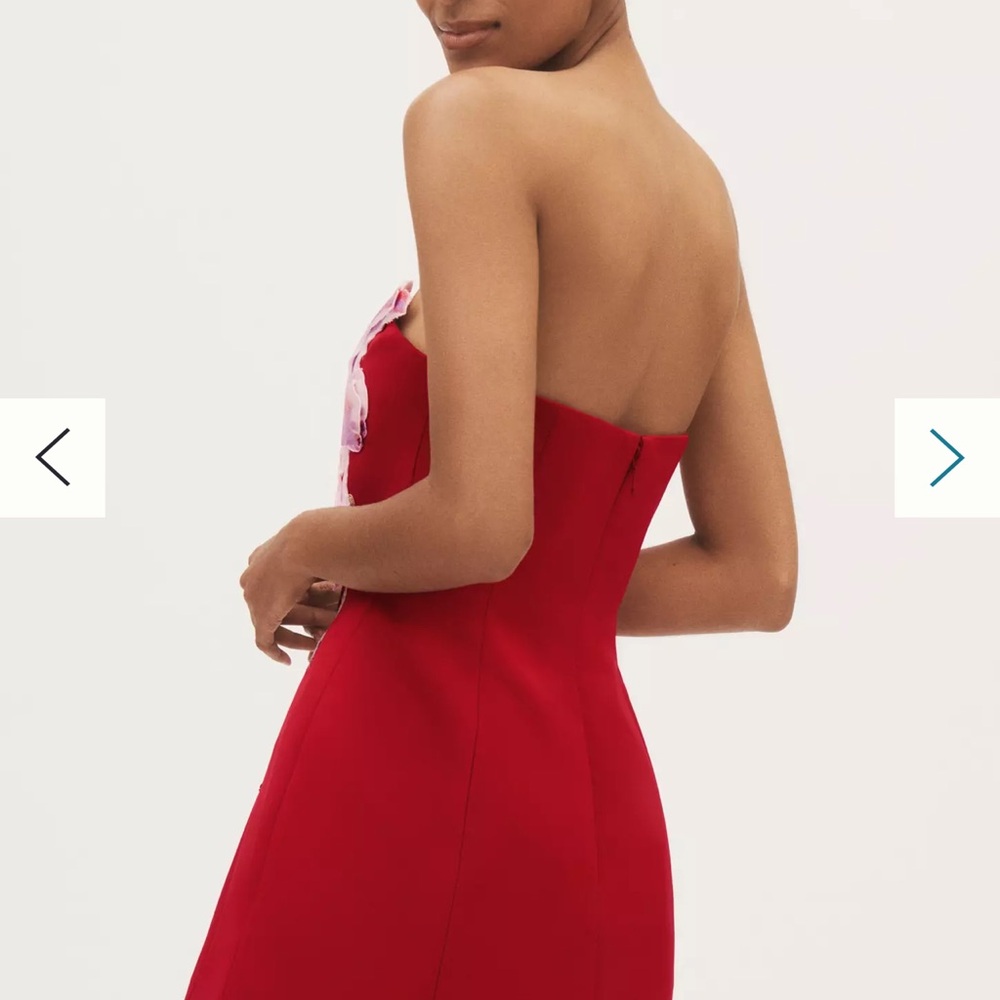 Strapless Red Floral Dress - Picture 2 of 3